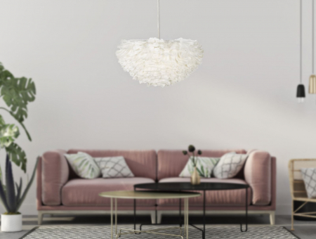 Candelabru alb cu pene CreativDeco [4]