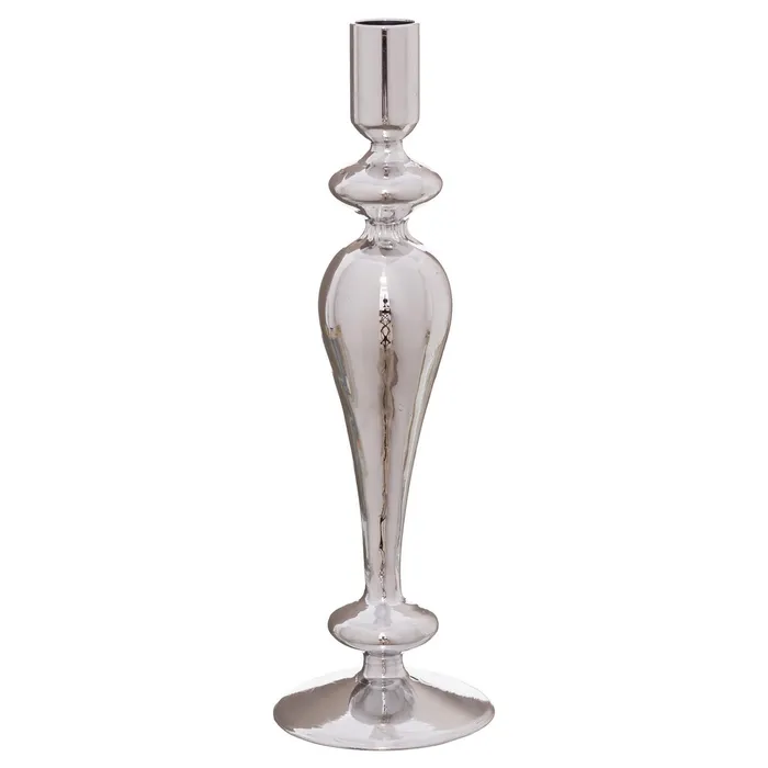 Obiecte decorative - Sfesnic sticlă argintiu Crăciun|Decoruri festive rafinate