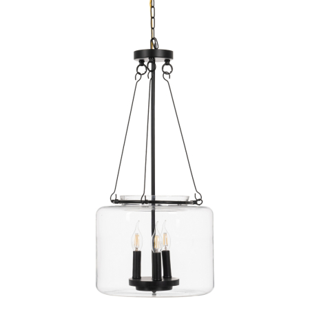 Lustre, Lampi suspendate - Candelabru negru cu clopot cilindric, contrast dramatic