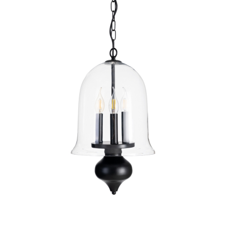 Lustre, Lampi suspendate - Candelabru negru cu finial sculptat elaborat