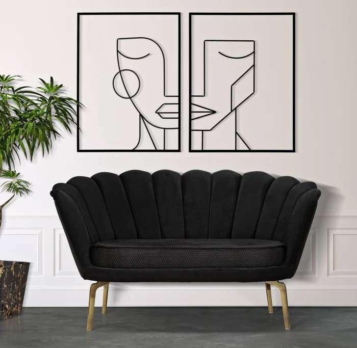 Canapea 2 locuri Viena Plus neagra, textil - creativdeco.ro [1]