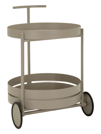 Carucior de servire - Cărucior de bar metalic gri taupe cu tăvi și roți