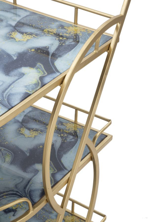 Carucior servire auriu cu rafturi marmorate CreativDeco [7]