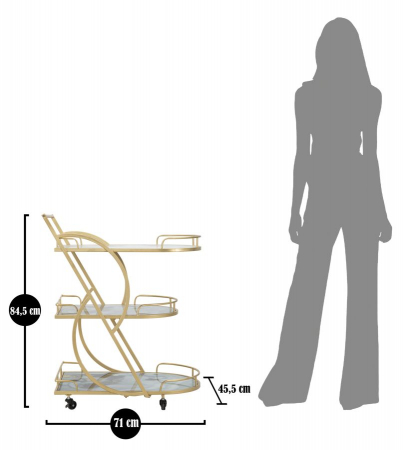 Carucior servire auriu cu rafturi marmorate CreativDeco [9]