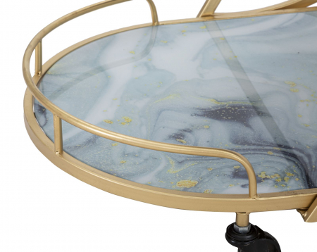 Carucior servire auriu cu rafturi marmorate CreativDeco [6]