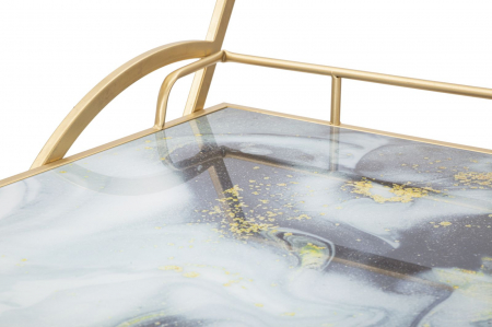 Carucior servire auriu cu rafturi marmorate CreativDeco [5]