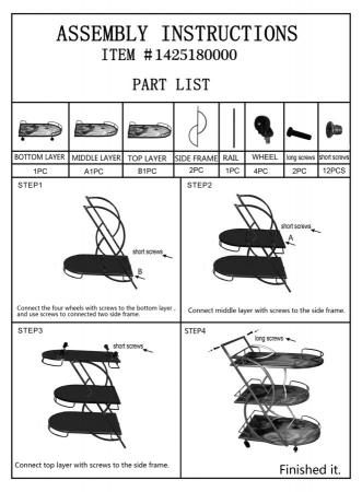 Carucior servire auriu cu rafturi marmorate CreativDeco [10]