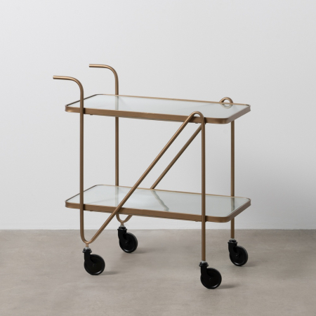 Carucior de servire - Carucior de servire minimalist din fier si sticla - CreativDeco