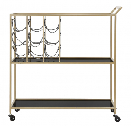 Carucior servire auriu Black String cu suport sticle CreativDeco [1]