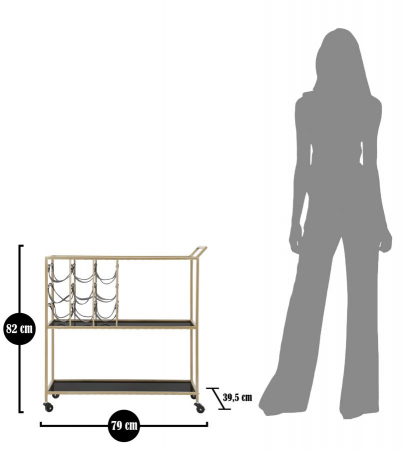 Carucior servire auriu Black String cu suport sticle CreativDeco [7]