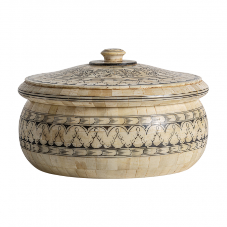 Cutii decorative - Caseta decorativa Art Deco bej|Accesorii luxoase ovale
