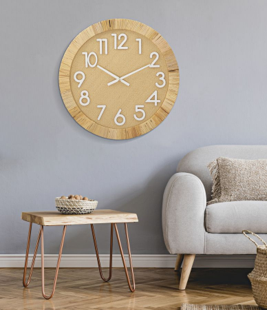 Ceas de perete Boho Plus, MDF/ratan, natural [1]