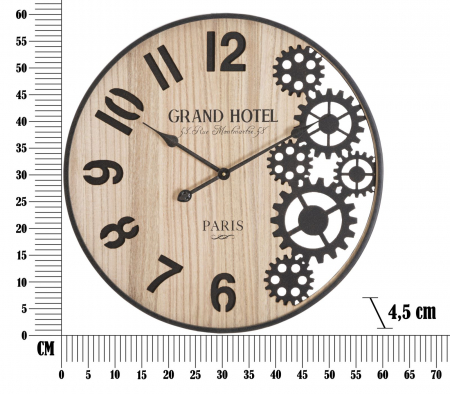 Ceas de perete Grand, fier/MDF, natural/negru [5]