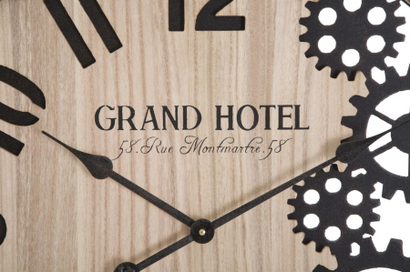 Ceas de perete Grand, fier/MDF, natural/negru [2]