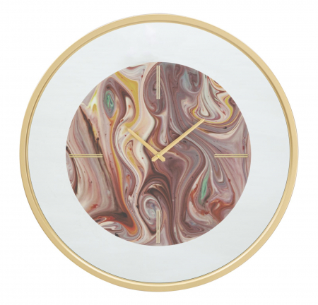 Ceas de perete abstract multicolor cu oglinda, Mirror |creativdeco.ro