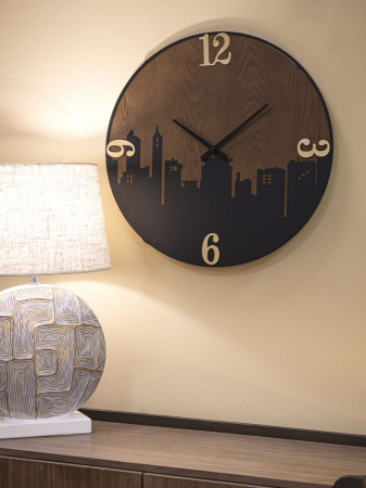 Ceas de perete modern cu materiale contrastante - CreativDeco [1]