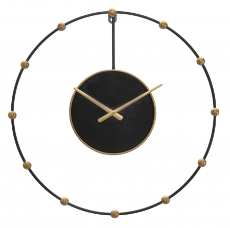 Decoratiuni perete - Ceas de perete metalic negru auriu Pearl - creativdeco.ro