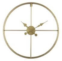 Decoratiuni perete - Ceas de perete rotund din metal auriu cu cadran deschis 60 x 60 x 7 cm
