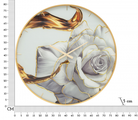 Ceas de perete modern cu trandafir alb - CreativDeco [5]