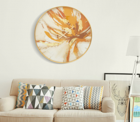 Ceas de perete auriu orange MDF pictat Toply [1]