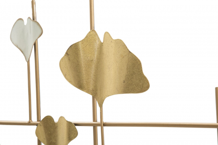 Ceas de perete frunze gingko metal alb auriu Tow [3]