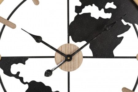 Ceas de perete World, fier/MDF, negru/natural [4]