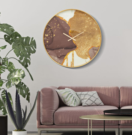 Ceas perete design modern Goldy, auriu maro |creativdeco [1]