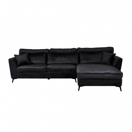 Colțar stânga Forever din catifea neagră cu picioare metalice – design modern [2]