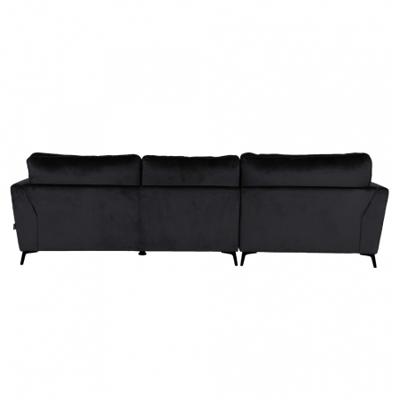 Colțar stânga Forever din catifea neagră cu picioare metalice – design modern [3]
