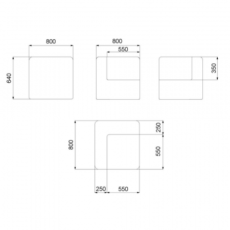 colțar GISSELE Pacific – albastru intens, exterior modular, cadru aluminiu [5]