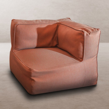 Stil de design - colțar GISSELE Paprika – exterior roșu paprika, cadru aluminiu, husă olefin