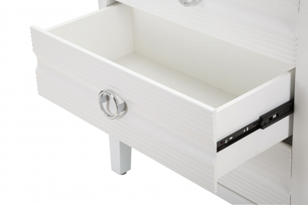 Comoda Shine | 3 Sertare Albe | Detalii Argintii si Aurii | CreativDeco [5]