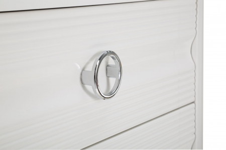 Comoda Shine | 3 Sertare Albe | Detalii Argintii si Aurii | CreativDeco [4]