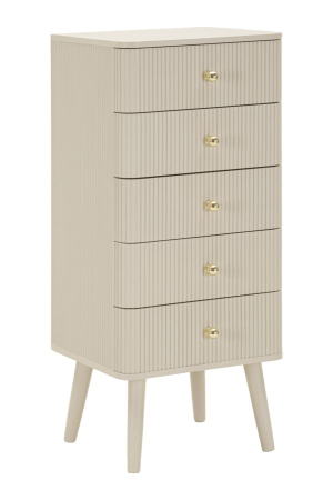 Comode si Bufete - Comodă albă din lemn de pin și MDF cu 5 sertare texturate design modern