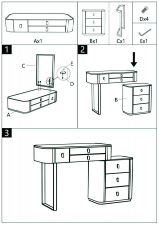Comoda Beauty, Lemn/MDF/Metal, crem/auriu [9]
