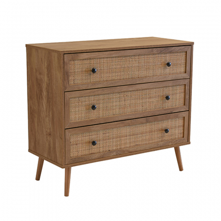 Comodă cu 3 sertare natural cu rattan Ammos