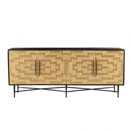 Comodă decorativă 4 uși cu fronturi aurii – stil contemporan [1]