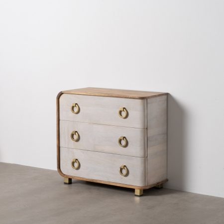 Artizanal - Comoda lemn mango alba natur dormitor modern