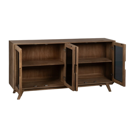 Comoda din lemn de mango natural cu fronturi din sticlă – contururi rotunjite [2]