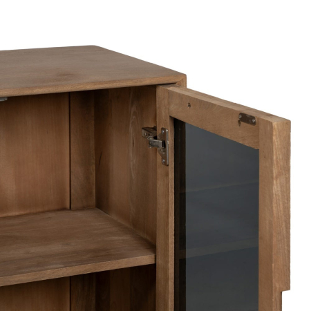 Comoda din lemn de mango natural cu fronturi din sticlă – contururi rotunjite [5]