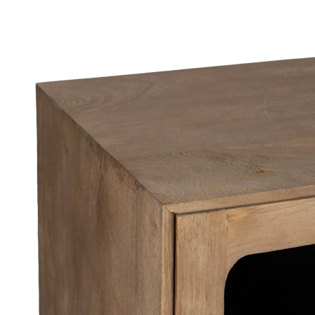 Comoda din lemn de mango natural cu fronturi din sticlă – contururi rotunjite [3]
