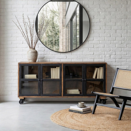 Comodă din lemn de mango cu design industrial - CreativDeco