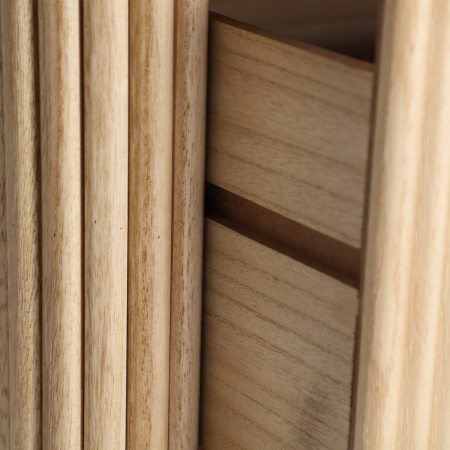 Comodă lemn paulownia cu 3 sertare – textură baguette și design nordic [4]