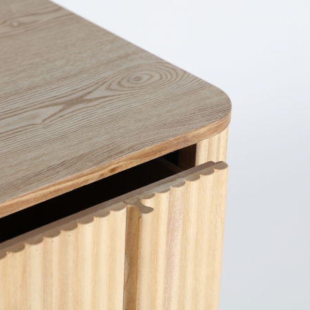 Comodă lemn paulownia cu 3 sertare – textură baguette și design nordic [3]