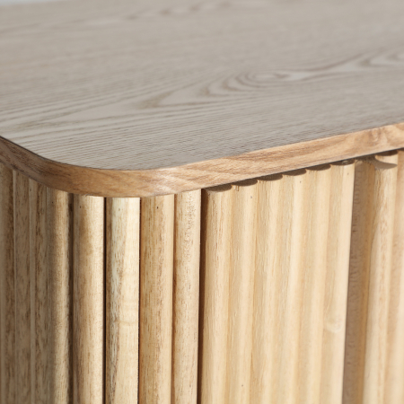 Comodă lemn paulownia cu 3 sertare – textură baguette și design nordic [1]