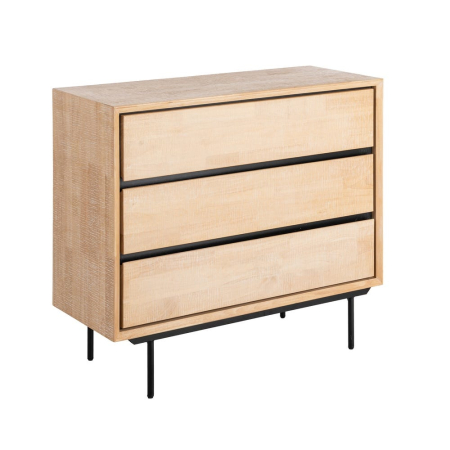 Comodă din lemn natur cu accente negre și picioare metalice Sintra – imagine principală [1]