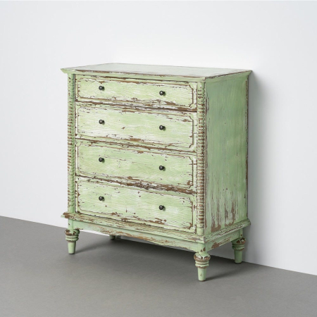 Comode si Bufete - Comodă din lemn reciclat verde antichizat cu 4 sertare 95x45x103 cm