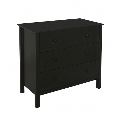 Comode si Bufete - Comodă Homey MDF negru 80x40x77 cm cu 3 sertare și finisaj mat elegant.