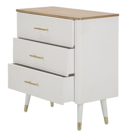 Comoda Matera | 3 Sertare Albe | Aspect Valurit | CreativDeco [3]