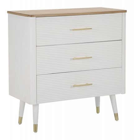 Comode si Bufete - Comoda Matera | 3 Sertare Albe | Aspect Valurit | CreativDeco